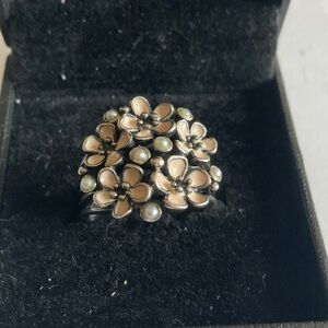 Pandora Pink Flower Cluster Ring with Silver Accents